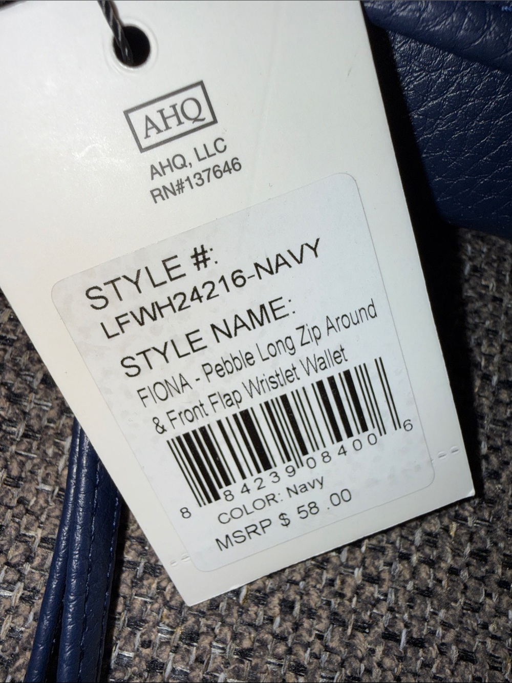 London Fog Navy Pebbled Wristlet Wallet - Picture 3 of 8